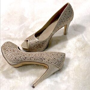 Dazzling Crystal & Stylish Open-Toe Heels